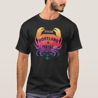 T-shirt Portland Maine Souvenir Dirigo Crabe Arc-en-ciel M