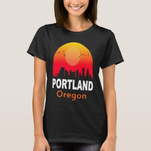 T-shirt Portland Oregon Coucher de Soleil Rétro Ville État