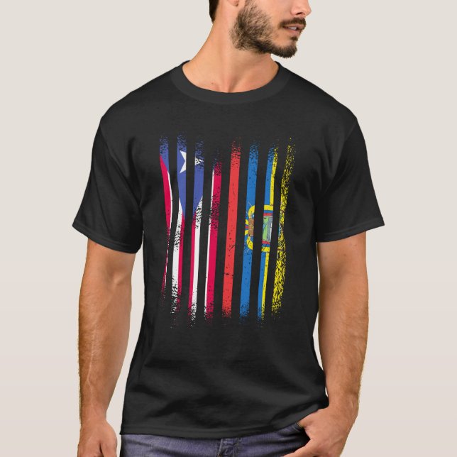 T-shirt Porto Rico Drapeau Equateur Gros Pays Drapeaux Ban (Devant)