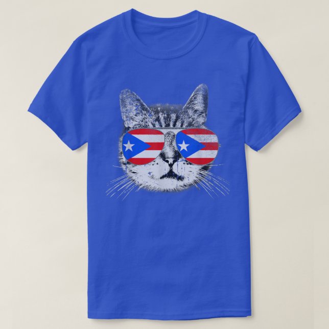 T-shirt Porto Rico Drapeau Pays Racines Amoureux des chats (Design devant)