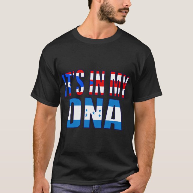 T-shirt Porto Rico Et Le Honduras Mélangent L'ADN Drapeau  (Devant)