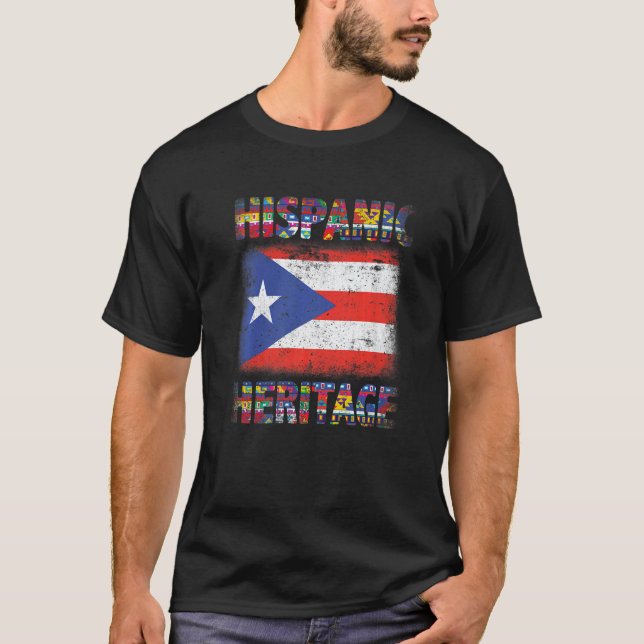 T-shirt Porto Rico Mois du patrimoine hispanique (Devant)