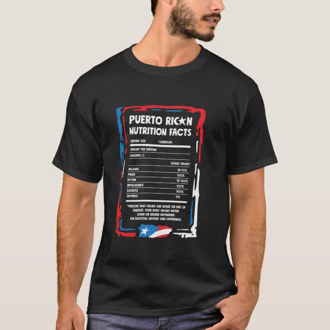 T-shirt Porto Rico Nutrition Facts Porto Rico Flag Hisp (Devant)