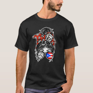 T-shirt Porto Rico volleyball fans Puerto Rican Messy Bun