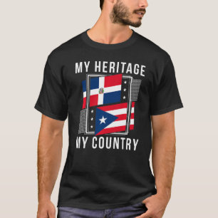 T-shirt Portoricain Et Dominicain Fierté Drapeau 1