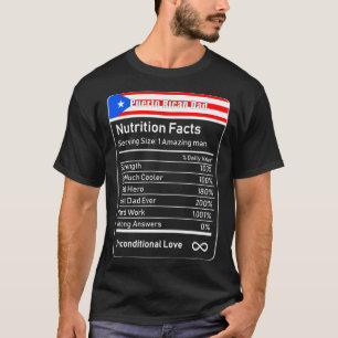 T-shirt Portoricain Papa Nutrition Facts Cadeau Fête des