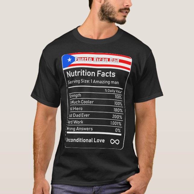 T-shirt Portoricain Papa Nutrition Facts Cadeau Fête des p (Devant)