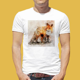 T-shirt Portrait aquarellé du renard roux 04