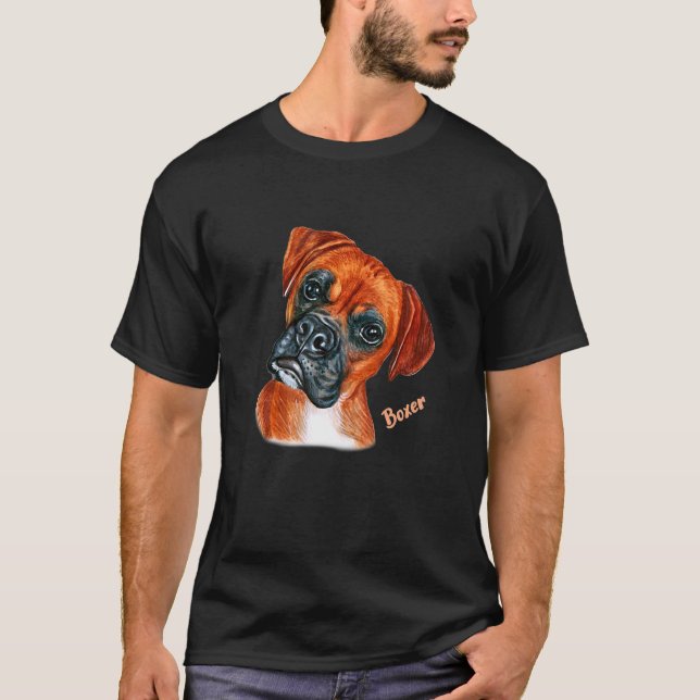 T-shirt Portrait Brown de chien de boîte (Devant)