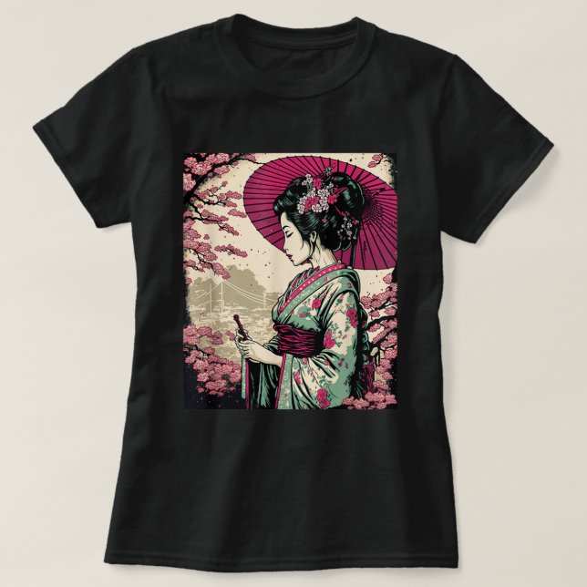 T-shirt Portrait classique Geisha japonais (Design devant)