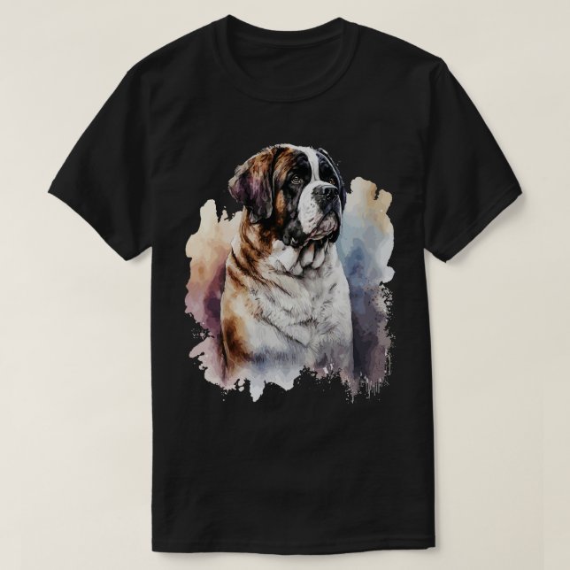 T-shirt Portrait d'aquarelle Saint Bernard Dog (Design devant)
