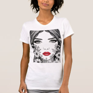 T-shirt Portrait d'art élégant pour ligne féminine - Visag
