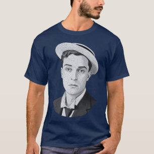 T-shirt Portrait de Buster Keaton numérique en détresse Gr