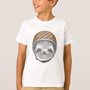 T-shirt Portrait de casque de moto de la paresse  