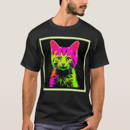 T-shirt Portrait de chat de Neon