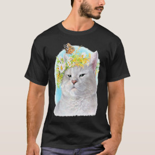 T-shirt Portrait de chaton coloré peint à la main Papillon