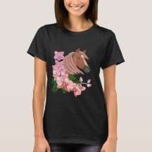 Portrait de cheval avec fleurs d'orchidées