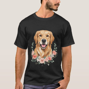 T-shirt Portrait de chien Retriever doré floral sublimatio