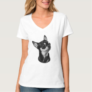 T-shirt Portrait de chihuahua peint à la main