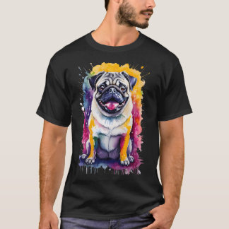 T-shirt Portrait de compagnie animalier à l'aquarelle libr