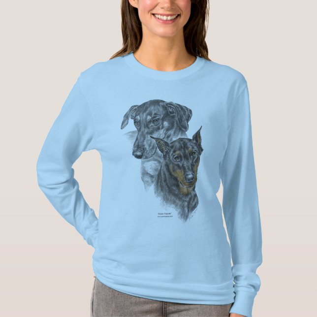 T-shirt Portrait de deux Dobermans (Devant)