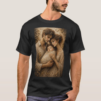 T-shirt Portrait de famille en mosaïque micro 3D Étreinte