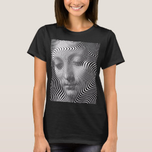 T-shirt Portrait de femme en onde d'illusion optique abstr