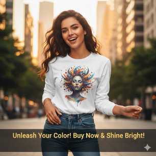 T-shirt Portrait de femme rêveuse abstraite élégante