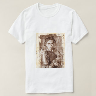 T-shirt Portrait de fille à l'esthétique de croquis vintag