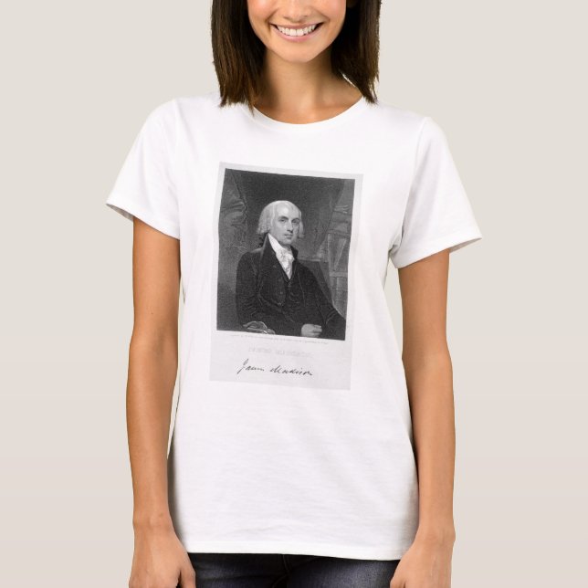 T-shirt Portrait de James Madison, gravé par William A. (Devant)