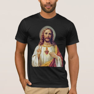T-shirt Portrait de Jésus signe de paix du Sacré-Cœur