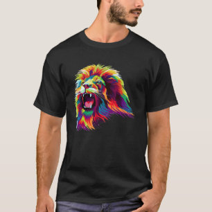 T-shirt Portrait de lion africain coloré style pop