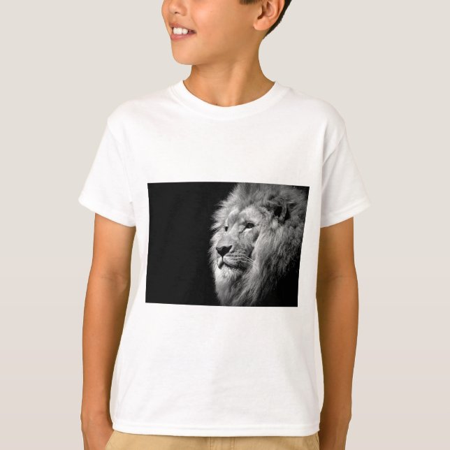 T-shirt Portrait de Lion noir blanc - Photographie d'anima (Devant)