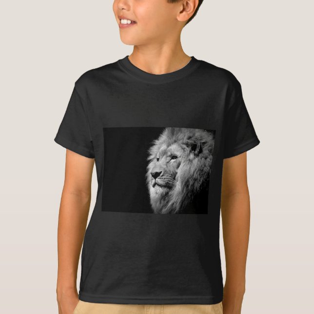 T-shirt Portrait de Lion noir blanc - Photographie d'anima (Devant)