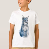 Portrait de Lynx Sauvage Bleu Hiver pour Enfants