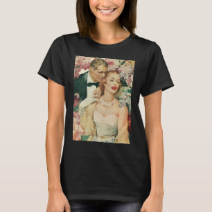 T-shirt Portrait de mariage vintage, mariée et marié rétro