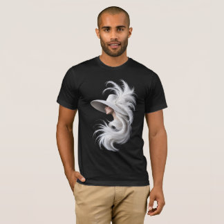T-shirt Portrait de mode Luxe Plume Blanche