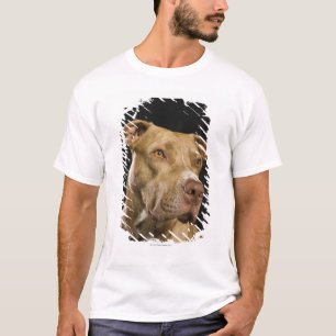 T-shirt Portrait de pitbull rouge de nez avec le noir
