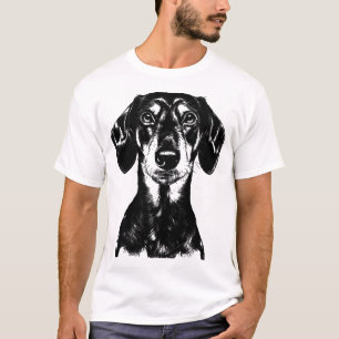 T-shirt Portrait de teckel tenue minimaliste