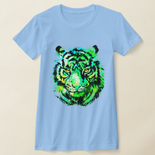 T-shirt Portrait de tigre vert - Gros Chats de la faune