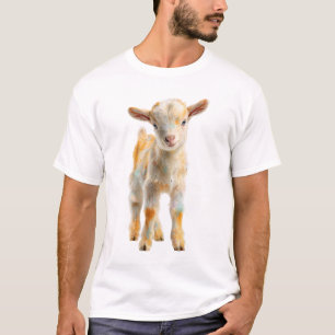 T-shirt Portrait d'un bébé chèvre artistique et coloré pou