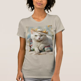 T-shirt Portrait d'un chat dans un casquette.