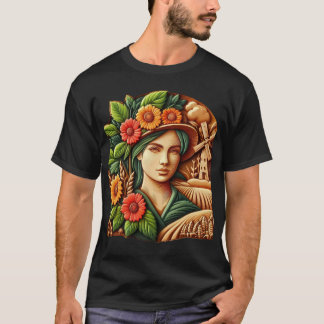T-shirt Portrait d'un naturel en bois sculpté