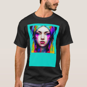 T-shirt Portrait d'une belle déesse Bright Color Dripp