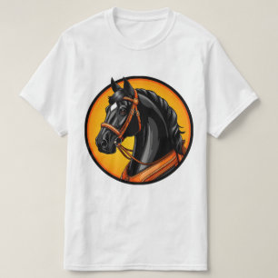 T-shirt Portrait élégant de cheval noir