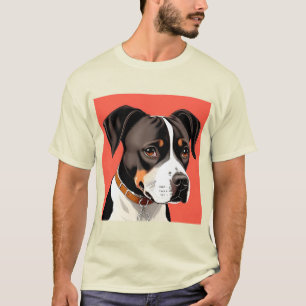 T-shirt Portrait élégant d'un chien noir et blanc