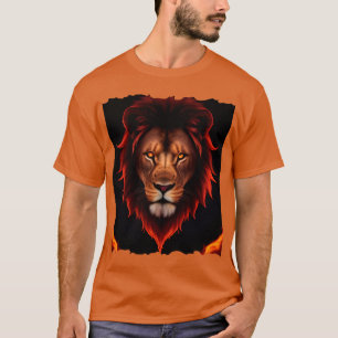 T-shirt Portrait Majestueux du Lion Fougueux aux Yeux Bril