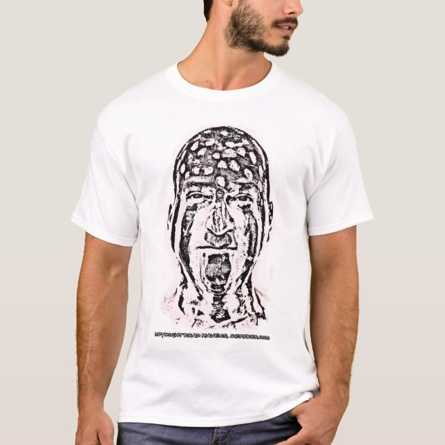 T-shirt Portrait noir et blanc sur un blanc (Devant)