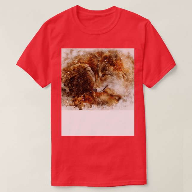 T-shirt Portrait numérique de l'aquarelle Wolf (Design devant)