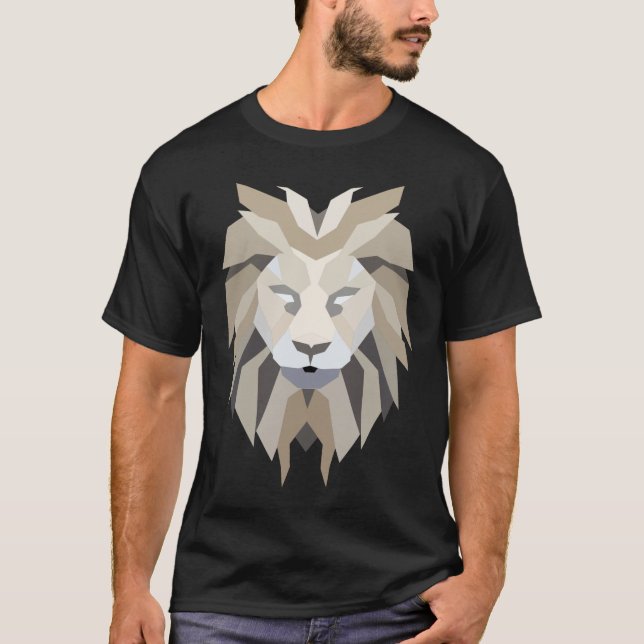T-shirt Portrait polygonal frais de lion (Devant)